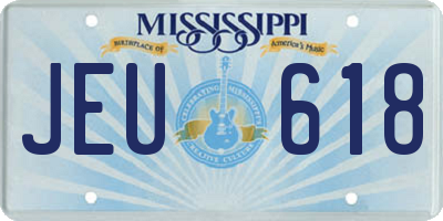 MS license plate JEU618