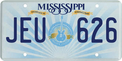 MS license plate JEU626