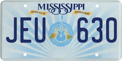 MS license plate JEU630