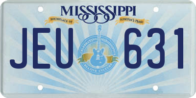 MS license plate JEU631