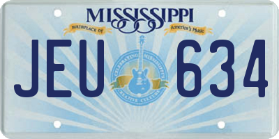 MS license plate JEU634