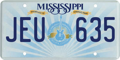 MS license plate JEU635
