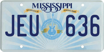 MS license plate JEU636