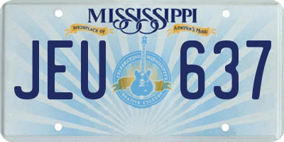 MS license plate JEU637