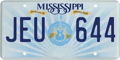 MS license plate JEU644