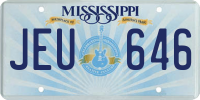 MS license plate JEU646