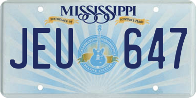 MS license plate JEU647