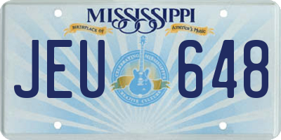 MS license plate JEU648