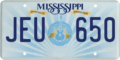MS license plate JEU650