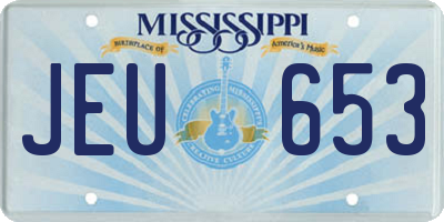 MS license plate JEU653
