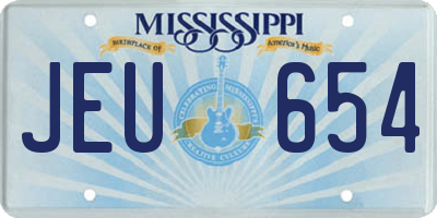 MS license plate JEU654