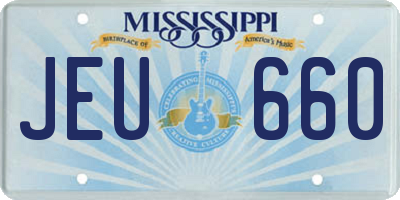 MS license plate JEU660