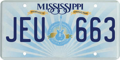 MS license plate JEU663