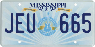 MS license plate JEU665