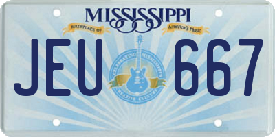 MS license plate JEU667