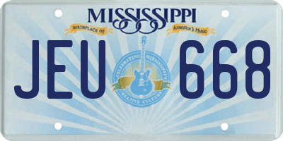 MS license plate JEU668