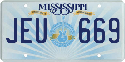 MS license plate JEU669