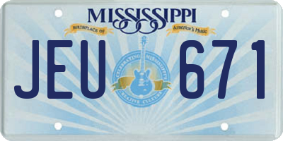 MS license plate JEU671