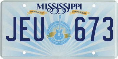 MS license plate JEU673