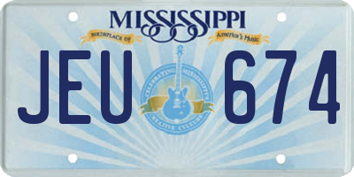 MS license plate JEU674