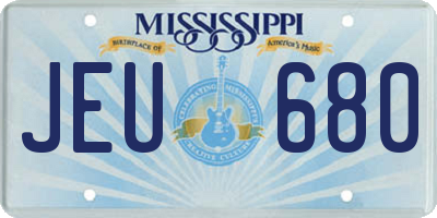 MS license plate JEU680