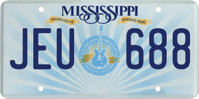 MS license plate JEU688