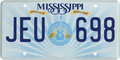 MS license plate JEU698