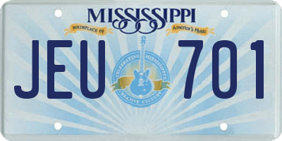 MS license plate JEU701