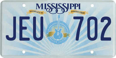 MS license plate JEU702