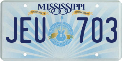 MS license plate JEU703