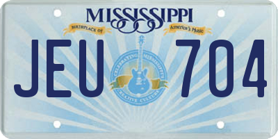 MS license plate JEU704