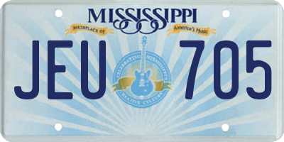 MS license plate JEU705