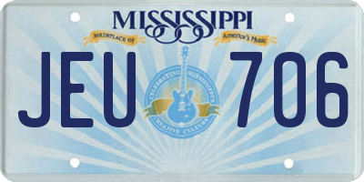 MS license plate JEU706
