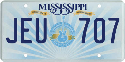 MS license plate JEU707