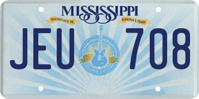 MS license plate JEU708