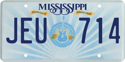 MS license plate JEU714