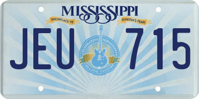 MS license plate JEU715