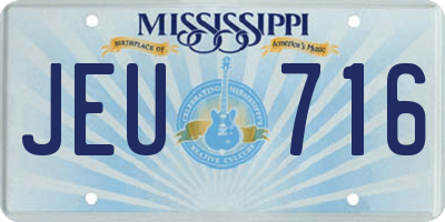 MS license plate JEU716