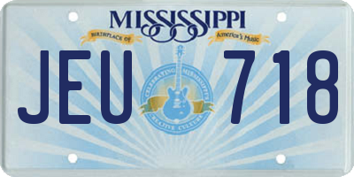 MS license plate JEU718