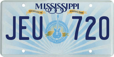 MS license plate JEU720