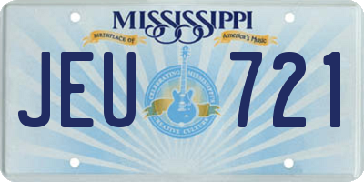 MS license plate JEU721
