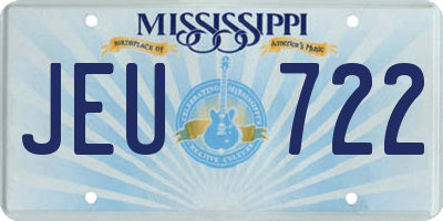 MS license plate JEU722
