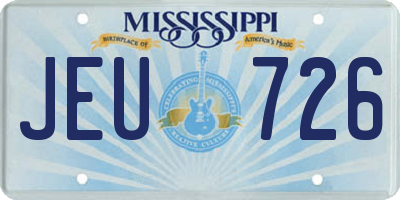 MS license plate JEU726
