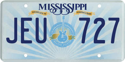 MS license plate JEU727