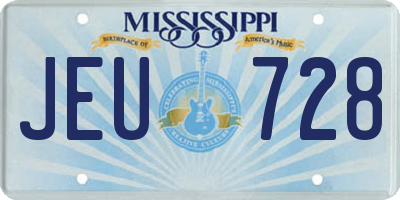 MS license plate JEU728
