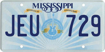 MS license plate JEU729