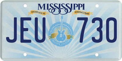 MS license plate JEU730