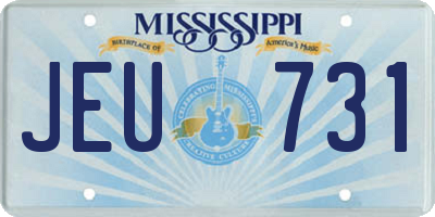 MS license plate JEU731