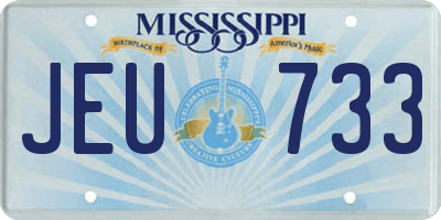 MS license plate JEU733