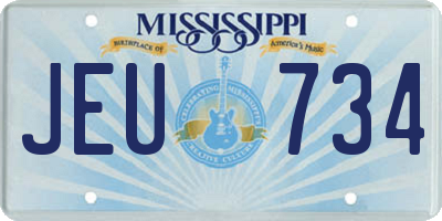 MS license plate JEU734